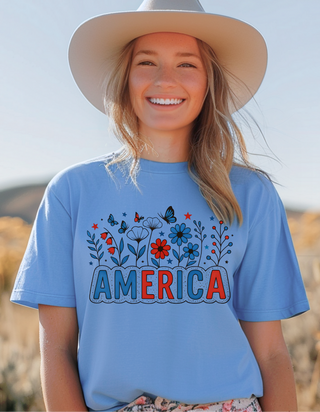 America Floral Graphic Tee