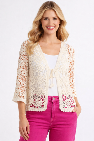 Crochet Tie Front Cardigan