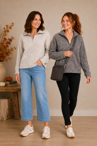 Half Zip Textured Pullover Sweater