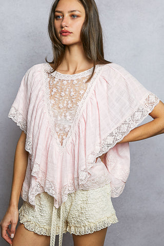 Lace Trim Flutter Top