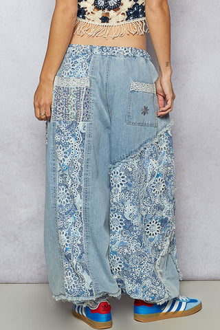 POL Denim Patchwork Joggers - back view