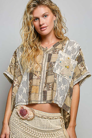 POL Patchwork Boho Crop Top