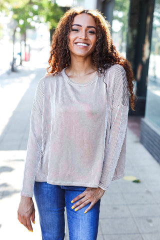 Hello Beautiful Camel Rib Dolman Cropped Sweater Top