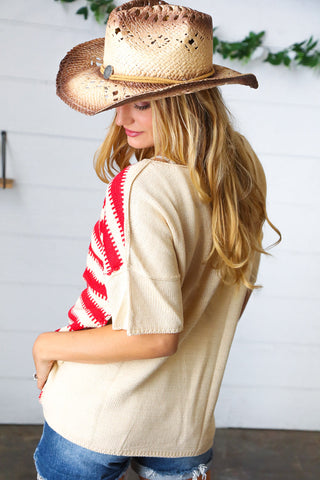 American Flag Jacquard Knit Sweater Top