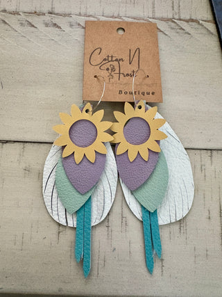 Yellow Daisy Leather earrings
