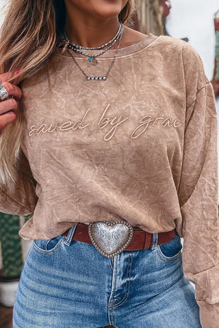 Saved By Grace Acid Wash Sweatshirt