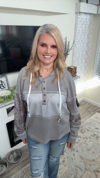 Striped Color Block Hoodie