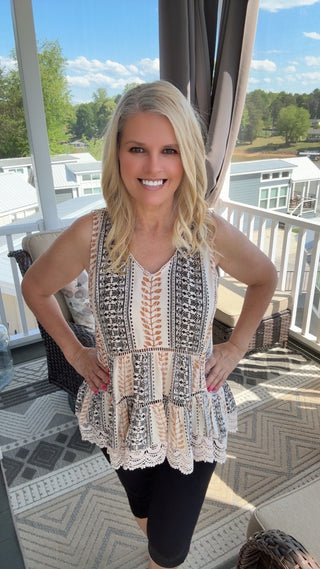 Tribal crochet Trim Tank