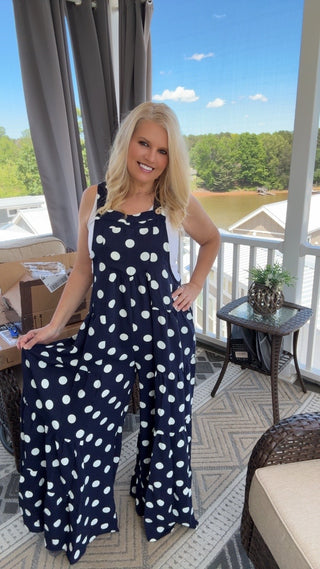 Navy Polka Dot Jumpsuit