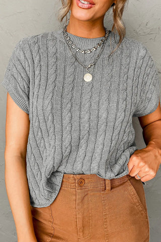 Silver Skies Cable Knit Sweater Top