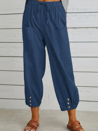 The Bella Cropped Pants with Button Detail