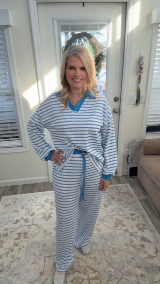 Blue Striped Loungewear Set