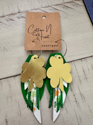 Shamrock Leather Earrings