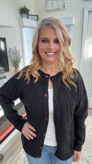 Black Solid and Textured Sweater