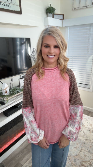 Petals & Plaid Raglan Top