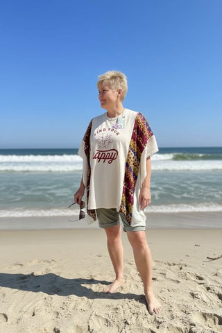UPCYCLED BOHO PONCHO ONE SIZE FIND YOUR HAPPY
