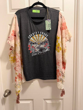 UPCYCLED BOHO PONCHO ONE SIZE COUNTRY ROADS