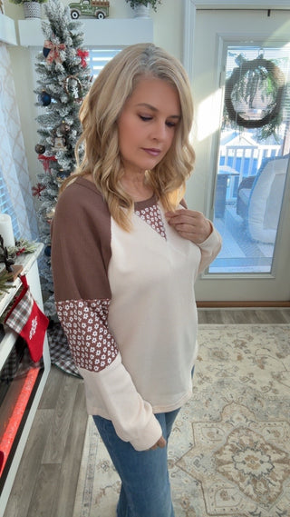 Cozy Daisy Thermal Colorblock Top