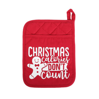 Holiday Pot Holder -  Red with White Text: Baking Spirits Bright