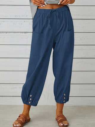 The Bella Cropped Pants with Button Detail