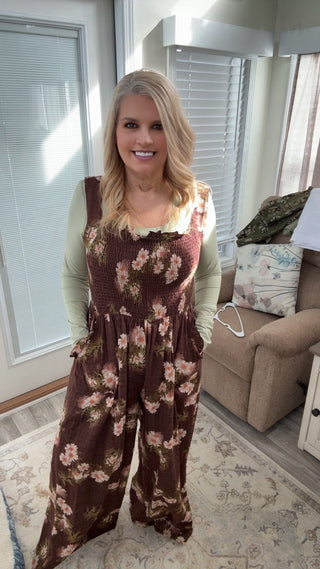 Brown Floral Jumpsuit