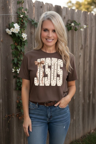 Jesus Bow Print Graphic Tee