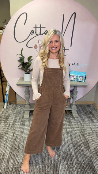 Mocha Moment Corduroy Overalls