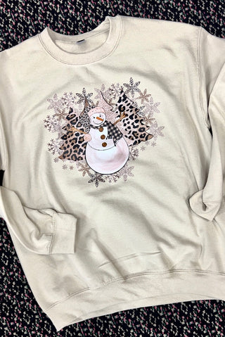 Leopard Snowman Graphic Crewneck