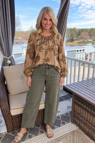 Floral Tie Neck Blouse