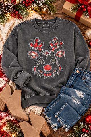 Ripped Reindeer Crewneck Sweatshirt