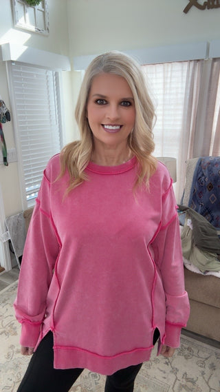 Oversized Pink Crewneck Sweatshirt