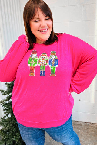 Nutcracker Fun Hot Pink Sequin Hacci Top