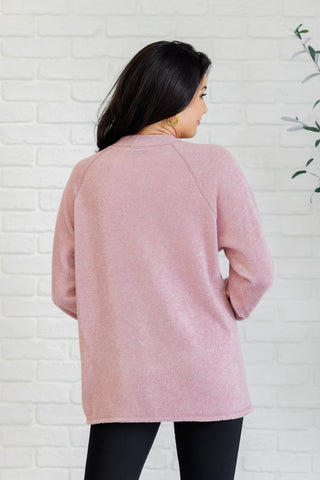 Keeping it Real Brushed Melange Hacci Long Sleeve Tee in Light Rose