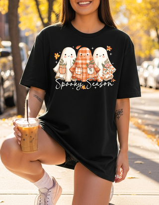Patchwork Ghosts Spooky Season Tee