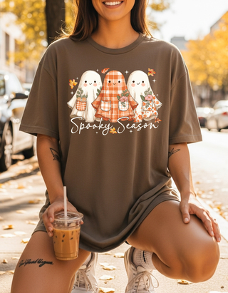 Patchwork Ghosts Spooky Season Tee