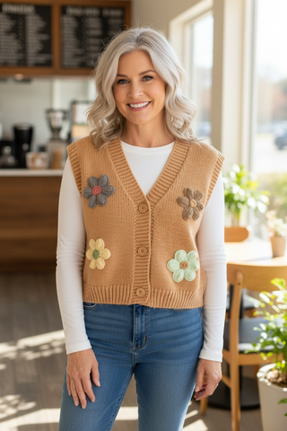 Floral Patch Knit Sweater