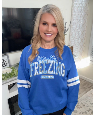 Blue Varsity Stripe Sweatshirt