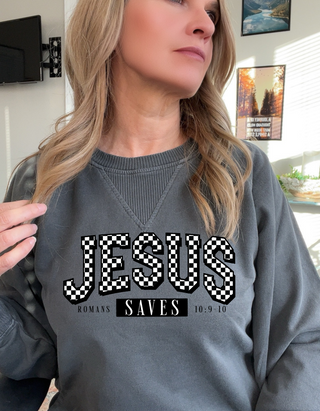 Jesus Saves Graphic Sweatshirt with Pockets