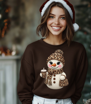 Leopard Latte Snowman Sweatshirt