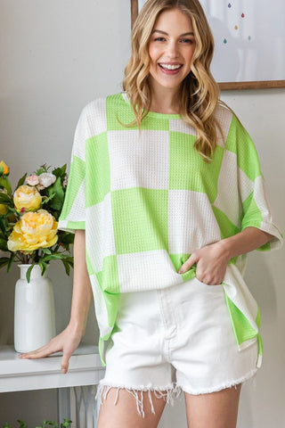 HOPELY Checkered Waffle Oversized T-Shirt