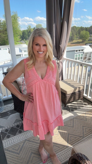 Lace Trim Mini Dress