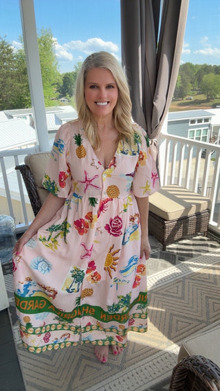 Coastal Print Maxi Dress