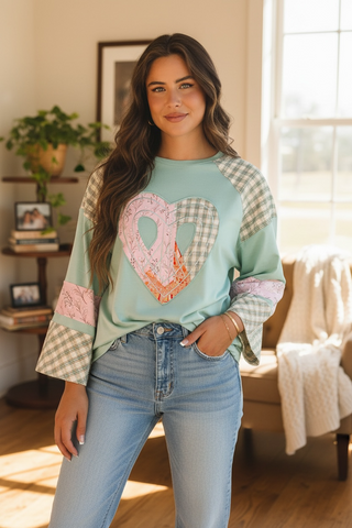Patchwork Heart Graphic Top