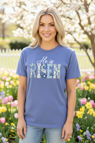 He Is Risen Floral Comfort Color Tee
