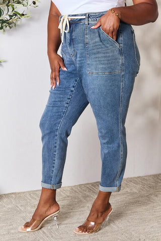 Judy Blue  High Waist Drawstring Denim Jeans