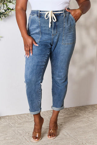 Judy Blue  High Waist Drawstring Denim Jeans