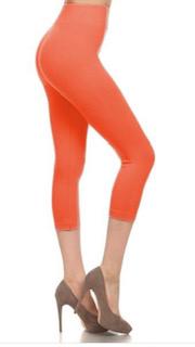 Coral Capri Legging Yoga Waistband