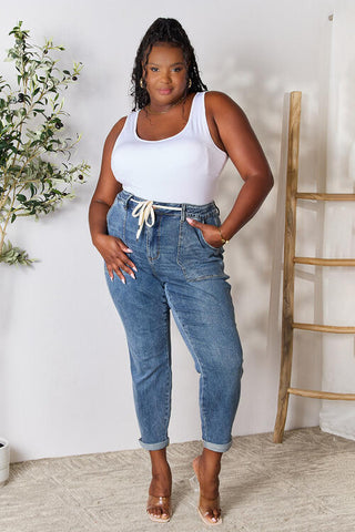 Judy Blue  High Waist Drawstring Denim Jeans