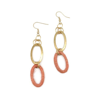 Sachi Terracotta Collection Earrings - Gold/Rust Oval Links